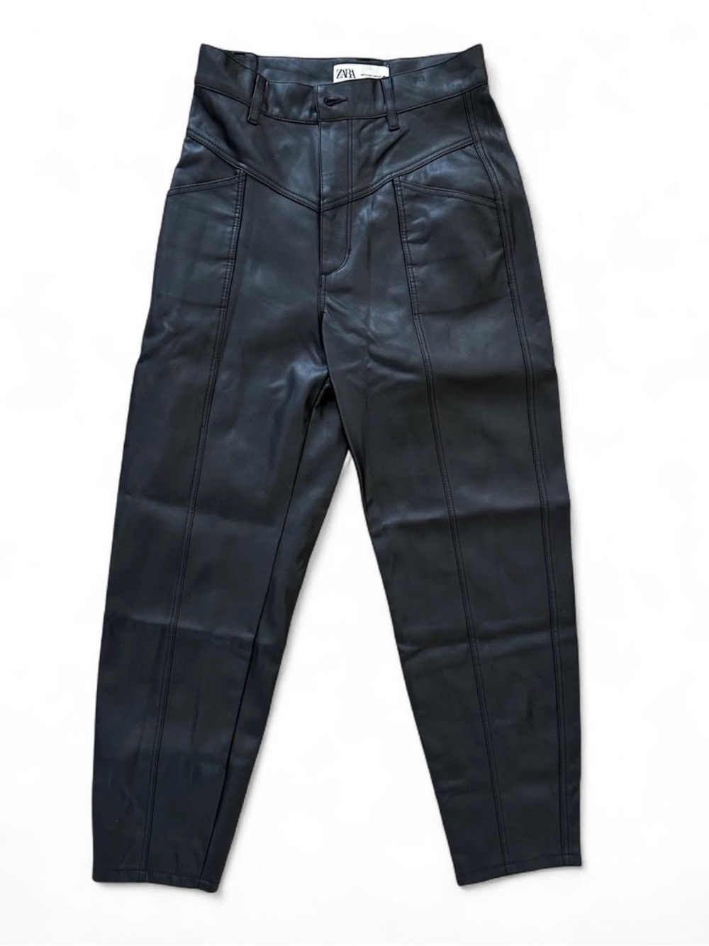 Zara Women’s Black Faux Leather High Waisted Pants size 2